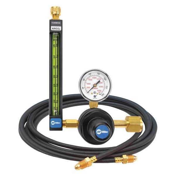 Flowmeter Regulator and Hose Kit, Argon, Carbon Dioxide, Helium, Single Stage, 0.825"-14 Inlet