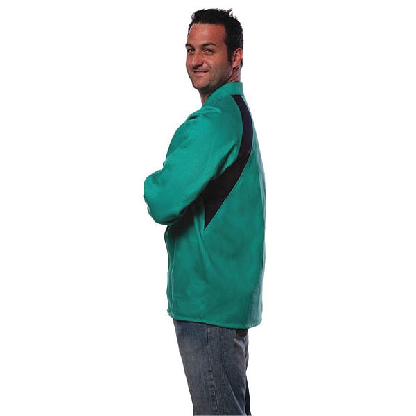 Jacket, Cotton, 9 oz, 30 in Length, Snaps Closure, Green, 2XL