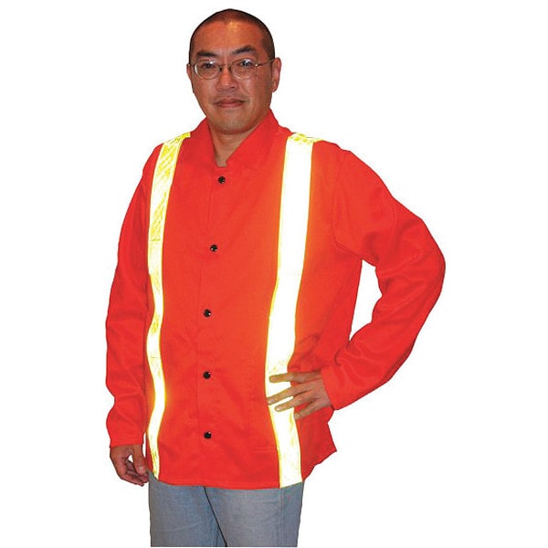 Jacket, Cotton, snaps Closure, Hi-Viz Orange, 3XL