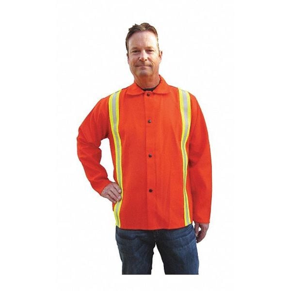 Jacket, Cotton, snaps Closure, Hi-Viz Orange, L