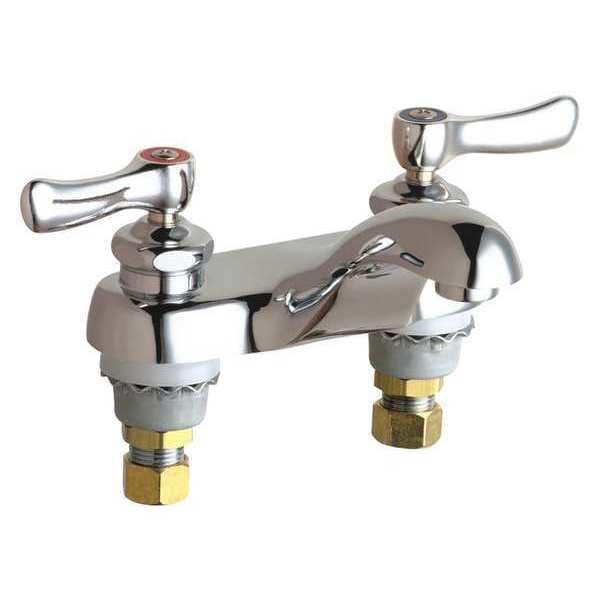 Manual Low Arc Bathroom Faucet, 4" Mount, Polished Chrome 2 Hole