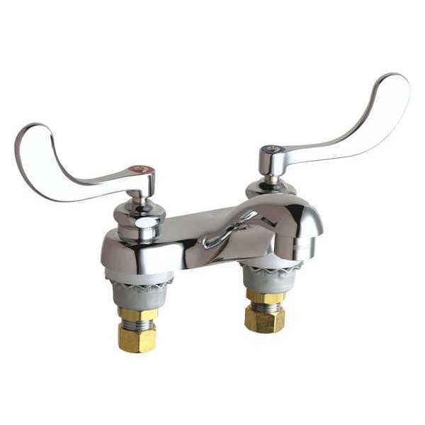 Manual Low Arc Bathroom Faucet, 4" Mount, Polished Chrome 2 Hole