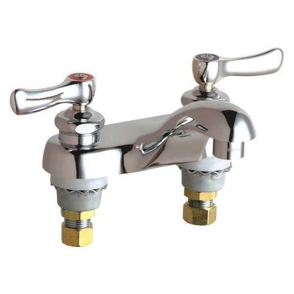 Manual Low Arc Bathroom Faucet, 4" Mount, Polished Chrome 2 Hole