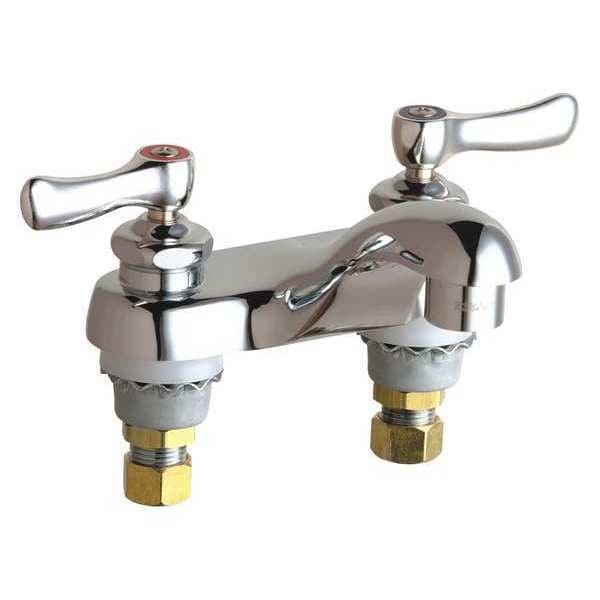 Manual Low Arc Bathroom Faucet, 4" Mount, Polished Chrome 2 Hole