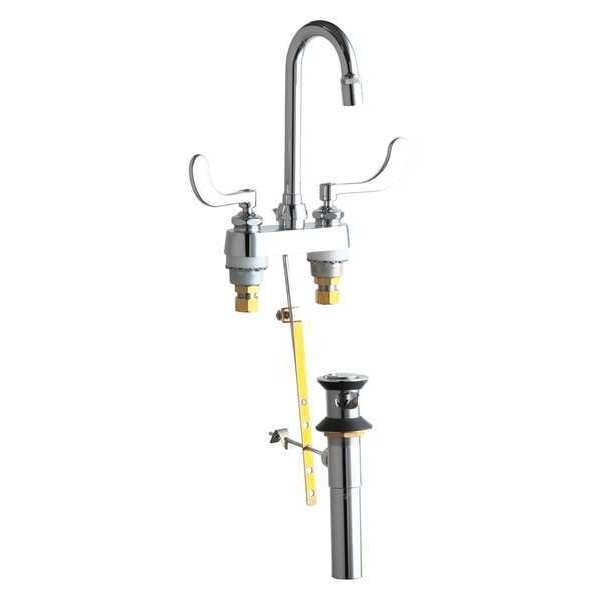 Manual Bathroom Faucet, 4" Mount, Chrome plated