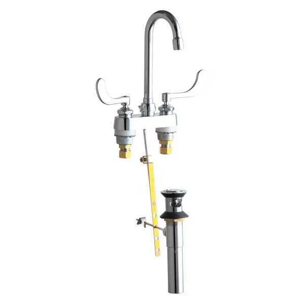 Manual Bathroom Faucet, 4" Mount, Chrome plated
