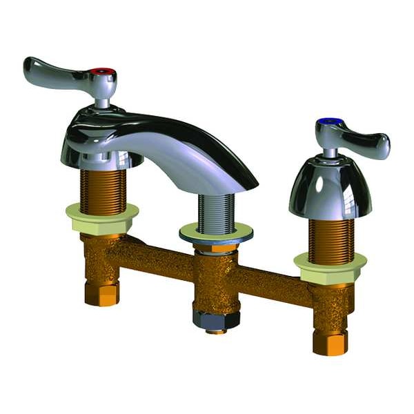 Manual Low Arc Bathroom Faucet, 8" Mount, Polished Chrome 3 Hole