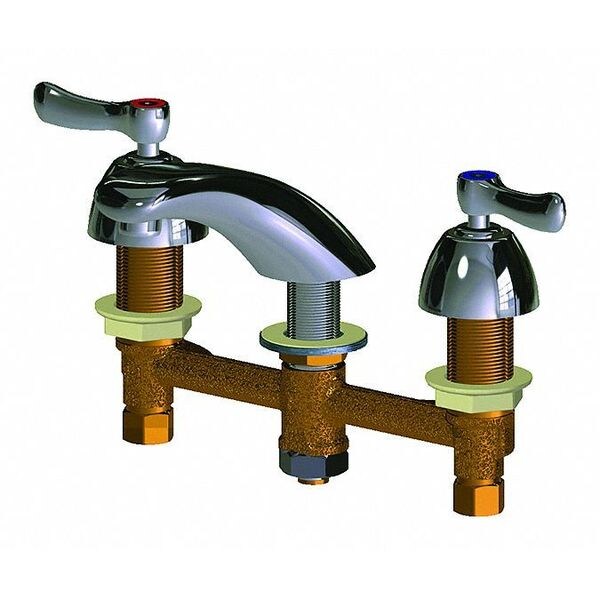 Manual Low Arc Bathroom Faucet, 8" Mount, Polished Chrome 3 Hole
