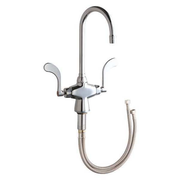 Gooseneck Kitchen Faucet, Manual, Single Hole Mount, 1 Hole Commercial