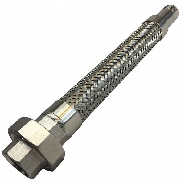 Flexible Metal Hose Assembly, 1 in ID x 12 in L, MNPT Carbon Steel x FNPT Malleable Iron