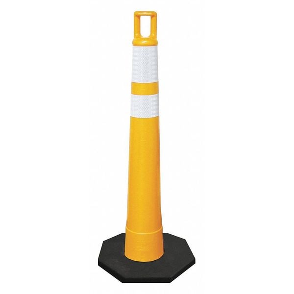 Traffic Cone, Polyethylene, High-Intensity Prismatic, 42 in Height, 13 lb, Yellow