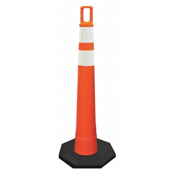 Traffic Cone, Meets MUTCD Requirements, 42 in Cone Height, Orange, Temporary, Grabber Top