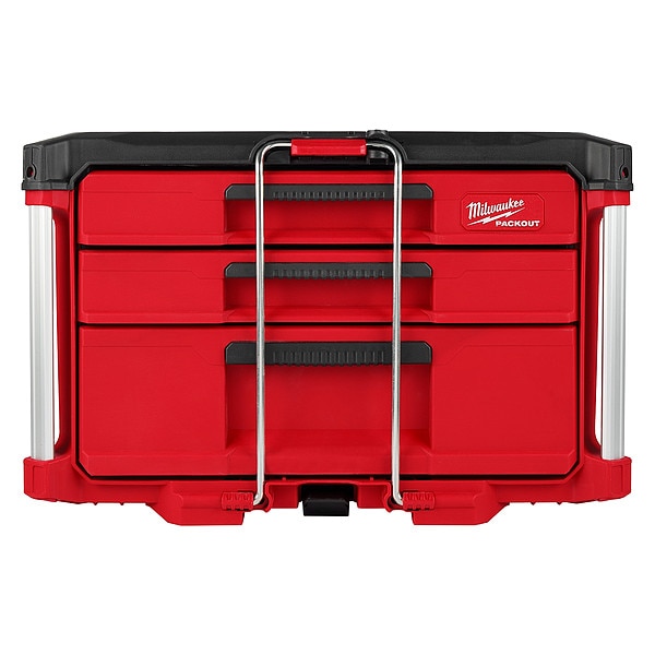 PACKOUT Multi-Depth 3-Drawer Tool Box, Polypropylene, Black/Red, 22 in W x 16-1/2 in D