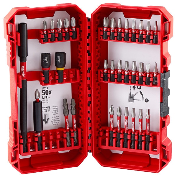 34 pc. Piece Driver Bit Set, 1/4 in Hex Shank Size