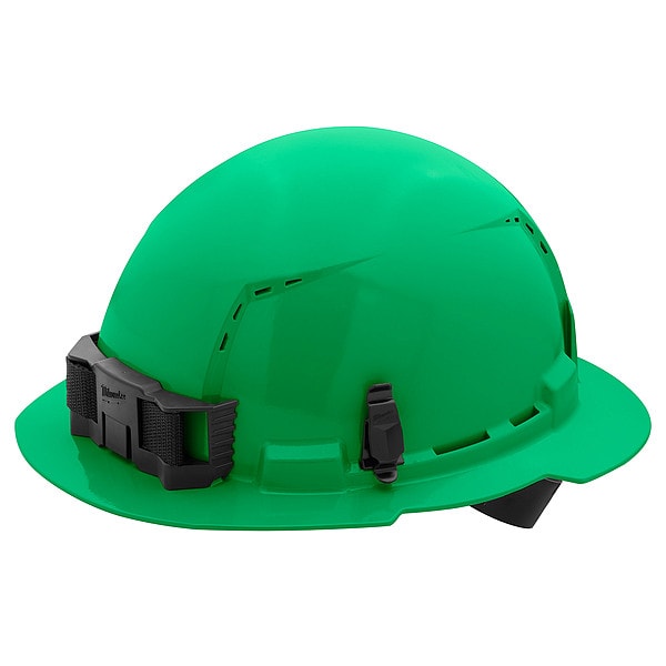 BOLT Green Full Brim Vented Hard Hat w/4pt Ratcheting Suspension - Type 1, Class C