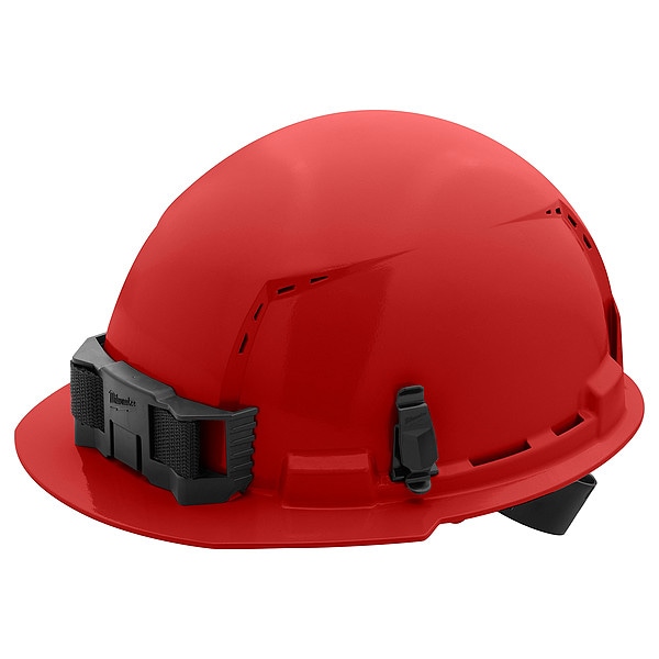 BOLT Red Front Brim Vented Hard Hat w/4pt Ratcheting Suspension - Type 1, Class C