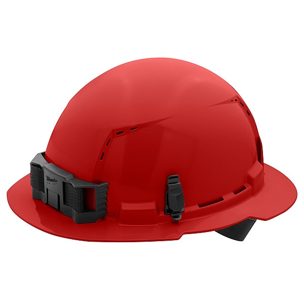 BOLT Red Full Brim Vented Hard Hat w/4pt Ratcheting Suspension - Type 1, Class C