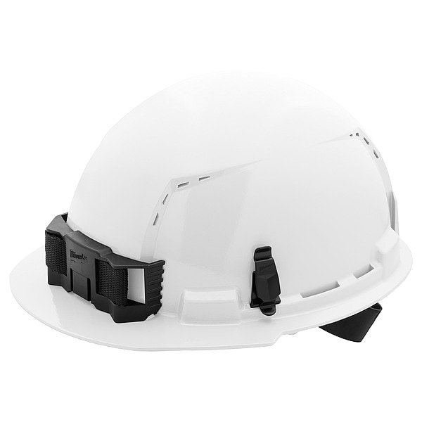 BOLT White Front Brim Vented Hard Hat w/4pt Ratcheting Suspension - Type 1, Class C
