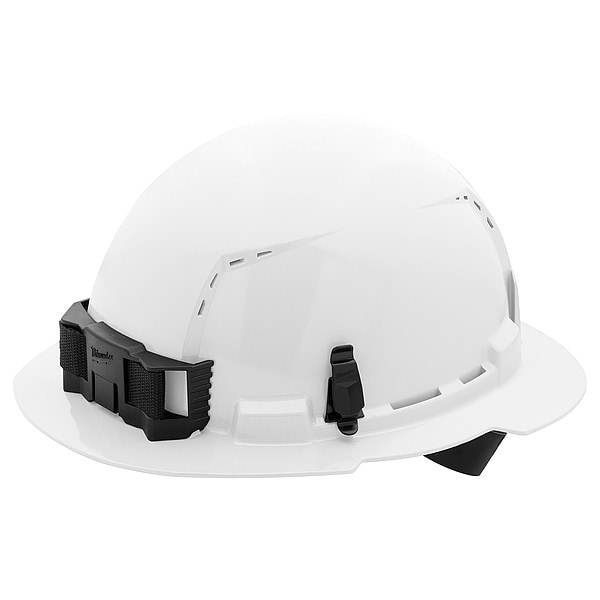 BOLT White Full Brim Vented Hard Hat w/4pt Ratcheting Suspension - Type 1, Class C