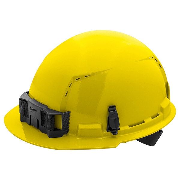 BOLT Yellow Front Brim Vented Hard Hat w/4pt Ratcheting Suspension - Type 1, Class C
