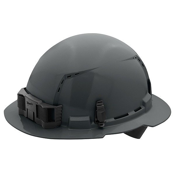 BOLT Gray Full Brim Vented Hard Hat w/4pt Ratcheting Suspension - Type 1, Class C