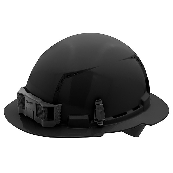 BOLT Black Full Brim Vented Hard Hat w/4pt Ratcheting Suspension - Type 1, Class C
