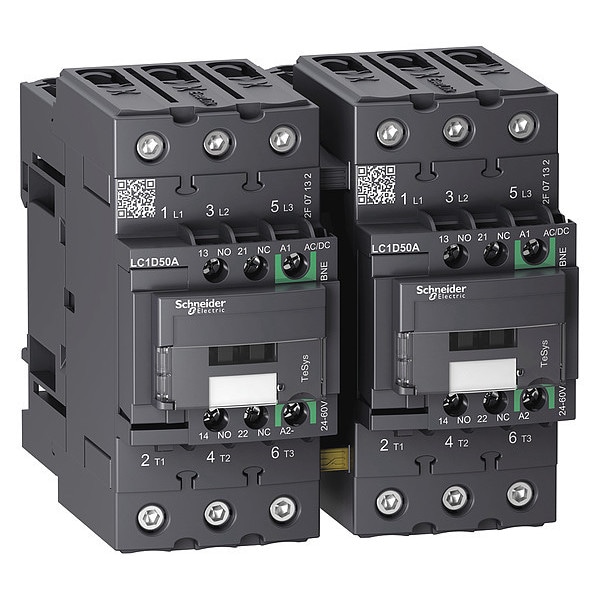 IEC Magnetic Contactor, 1NC/1NO, 24V-60V AC/DC, 3 P, Reversing, Screw Clamp
