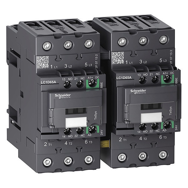 IEC Magnetic Contactor, 1NC/1NO, 24V DC, 3 P, Reversing, Screw Clamp