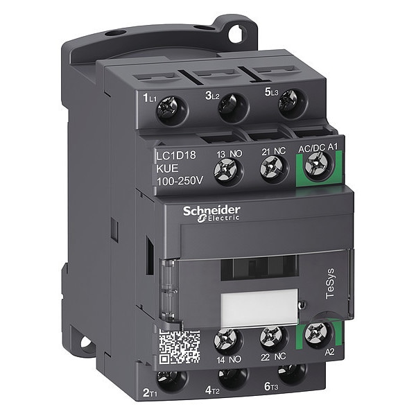 IEC Magnetic Contactor, 1NC/1NO, 100V-250V AC/DC, 3 P, Non-Reversing, Screw Clamp