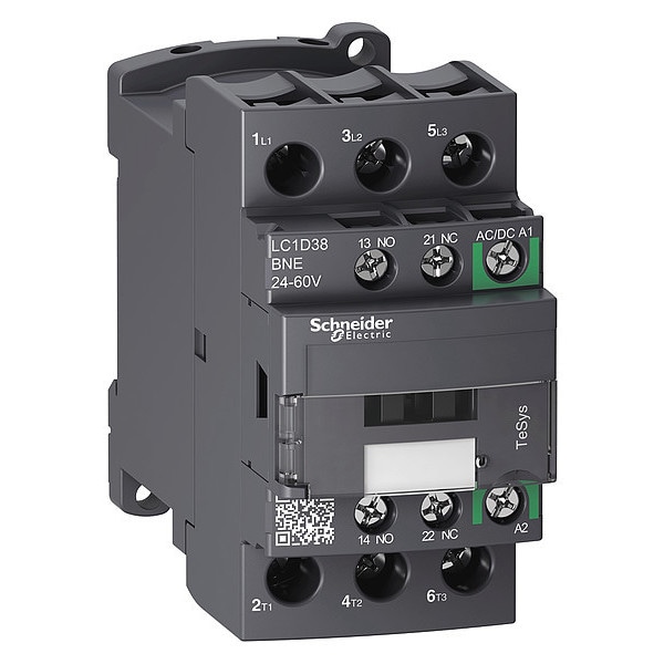 IEC Magnetic Contactor, 1NC/1NO, 24V-60V AC/DC, 3 P, Non-Reversing, Screw Clamp
