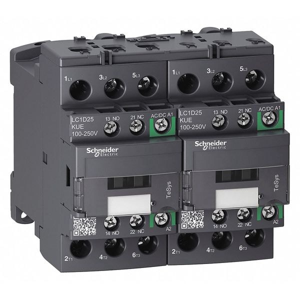 IEC Magnetic Contactor, 1NC/1NO, 100V-250V AC/DC, 3 P, Reversing, Screw Clamp