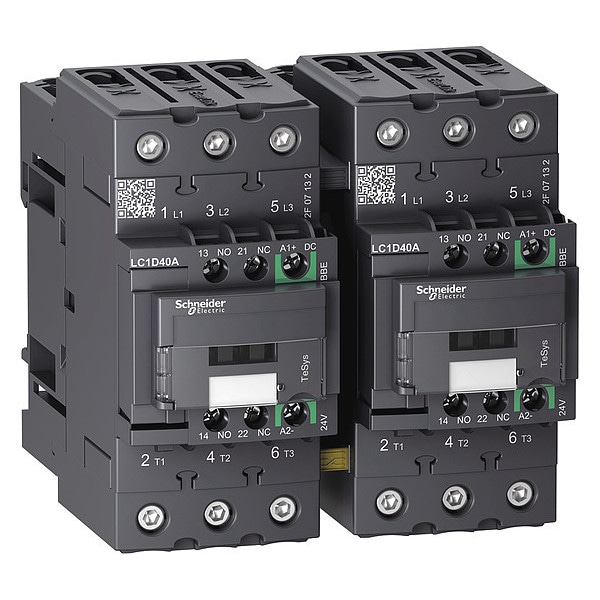 IEC Magnetic Contactor, 1NC/1NO, 24V DC, 3 P, Reversing, Screw Clamp