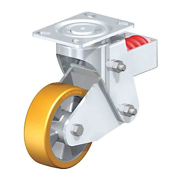 Plate Caster, 1100 lb. Ld Rating, Yl Wheel