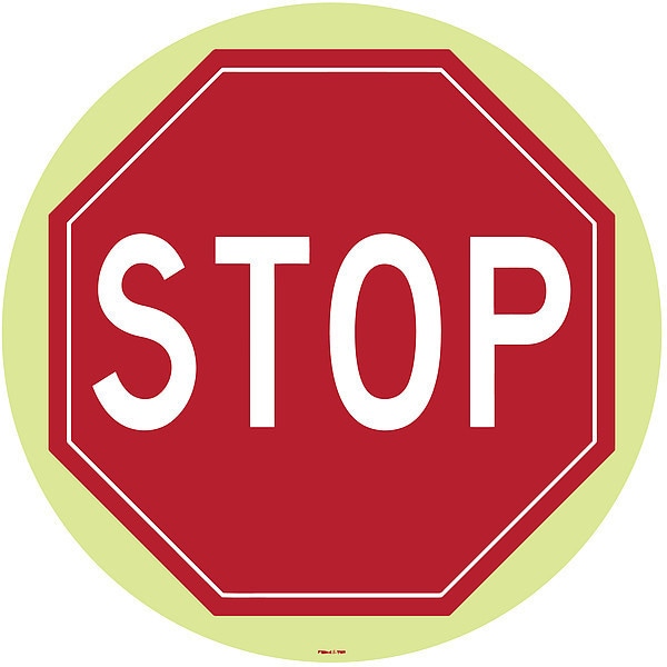 Floor Sign, 17 in H, 17 in W, Vinyl, Circle, English, FSG-17-706