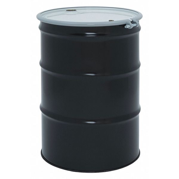 Open Head Transport Drum, Carbon Steel, 55 gal, Unlined, Black