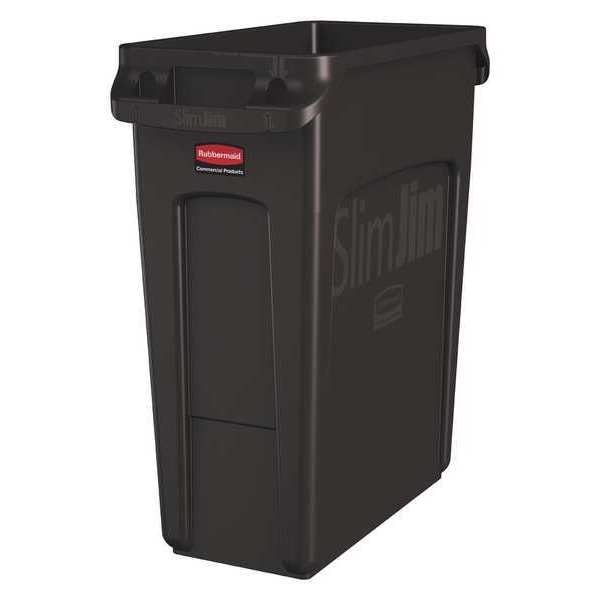 Slim Jim 16 gal Rectangular Slim-Profile Plastic Can, Brown, None, Plastic, 11 in