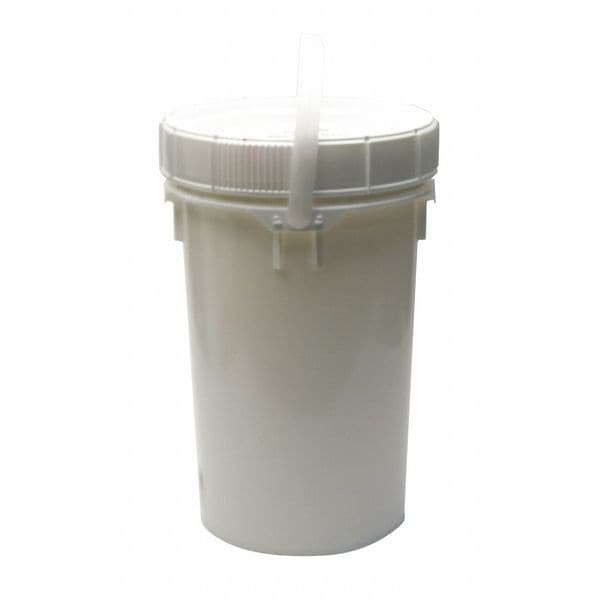 Pail, 6.5 gal., Plastic Handle, White, W/Lid