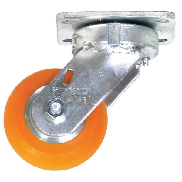 Kingpinless Swivel Plate Caster, Polyurethane, 650 lb.