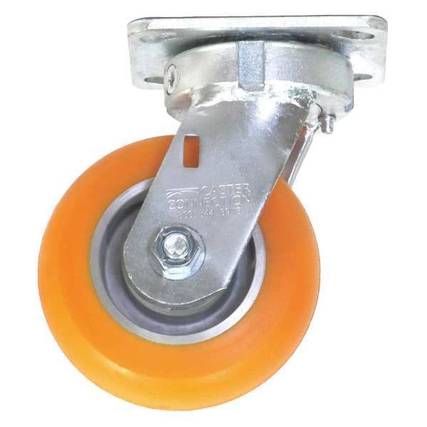 Kingpinless Swivel Plate Caster, Polyurethane, 750 lb.