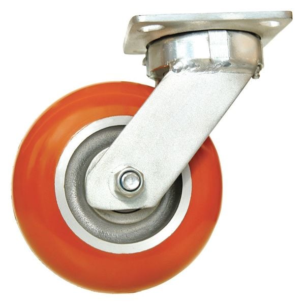 Kingpinless Swivel Plate Caster, Polyurethane, 1000 lb