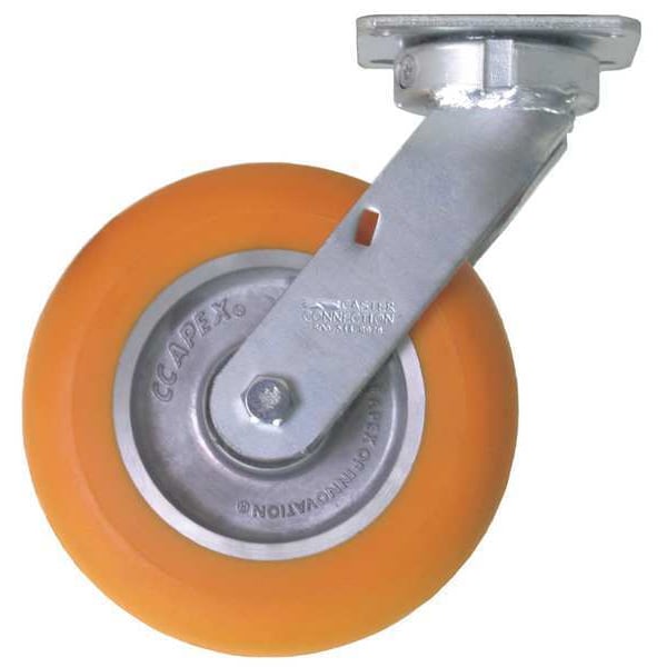 Kingpinless Swivel Plate Caster, Polyurethane, 1200 lb