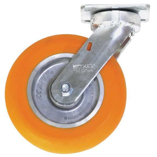 Kingpinless Swivel Plate Caster, Polyurethane, 1200 lb