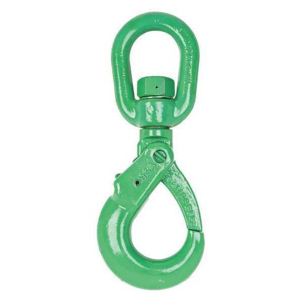 3/8" Cam-Alloy Swivel Self Locking Hook, Grade 100, Painted Green