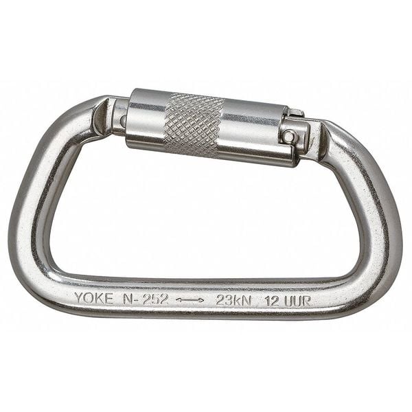 Carabiner, Double-Locking, Offset-D, 535EDGPP5K Length, 3/4" Gate Opening, Stainless Steel, Silver