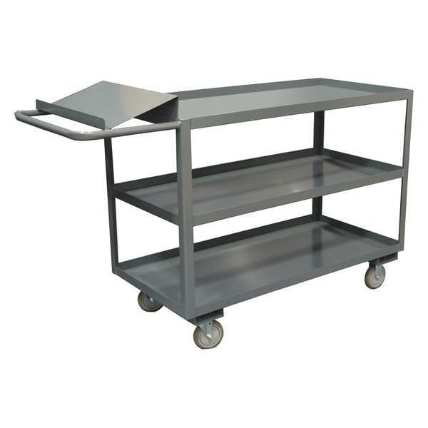 Order-Picking Utility Cart with Lipped Metal Shelves, Steel, 1,200 lb Load Capacity, 3 Shelves