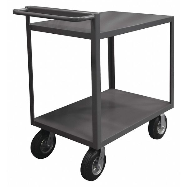 Cart, Steel, 1,500 lb Load Capacity, 2 Shelves, 54 1/4 in L, 24 1/4 in W, 43 6/8 in H, Flat Handle
