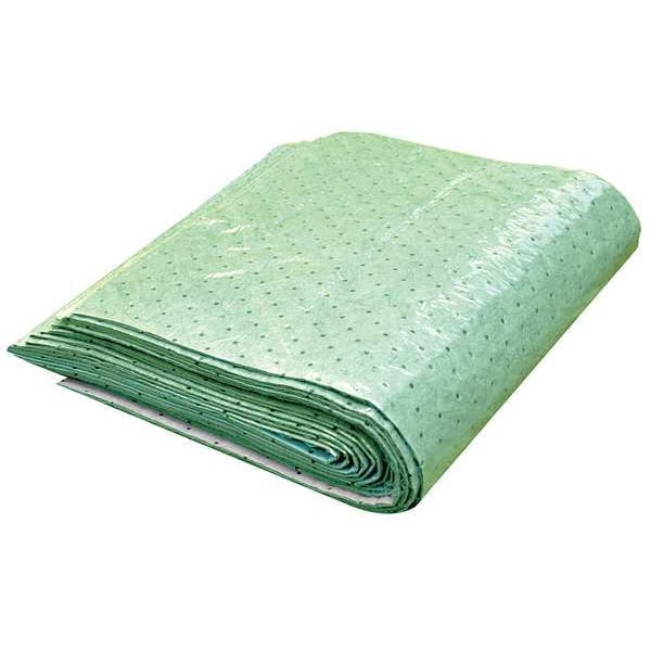 Sorbent Pad, Universal, 32 gal Vol Absorbed per Pkg, 45 in x 64 in, Green, Polypropylene, 15 PK