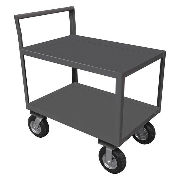 Low-Profile Instrument Cart with Lipped Metal Shelves, Steel, 1,200 lb Load Capacity, 2 Shelves