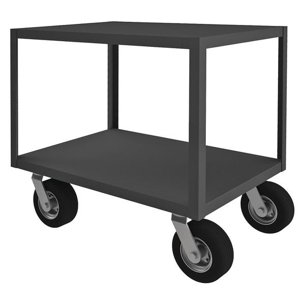 Utility Cart with Flush Metal Shelves, Steel, 1,200 lb Load Capacity, 2 Shelves, 52 in L, 36 in H