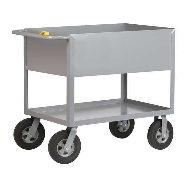 Flat Handle Deep Shelf Utility Cart, Steel, 1200 lb Load Capacity, 2 Shelves, 42 in L, 24 in W